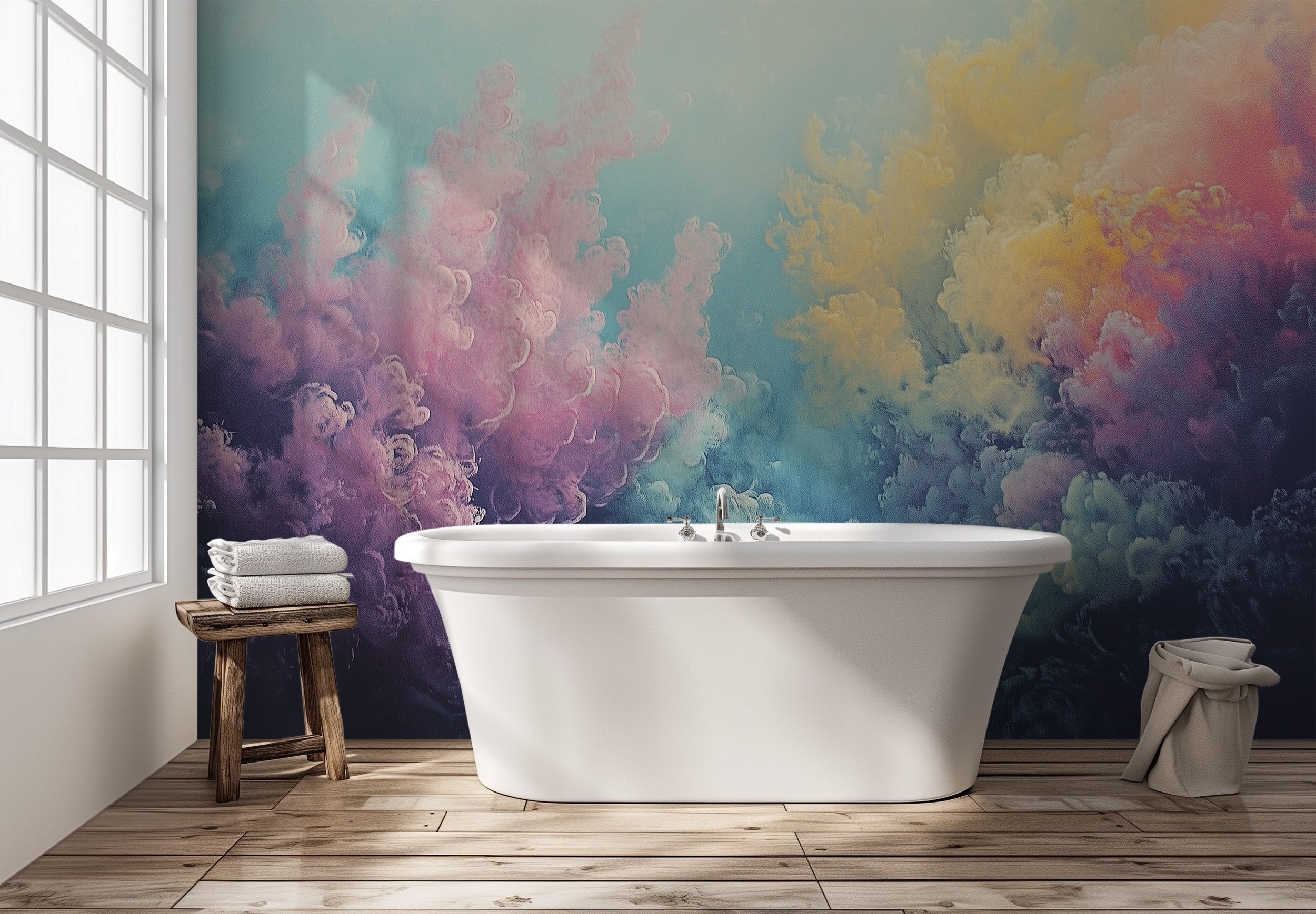 Colorful Muted Underwater Corals Mural, Ocean Wallpaper, Peel and Stick Removable Multi Color Reef Wall Decor