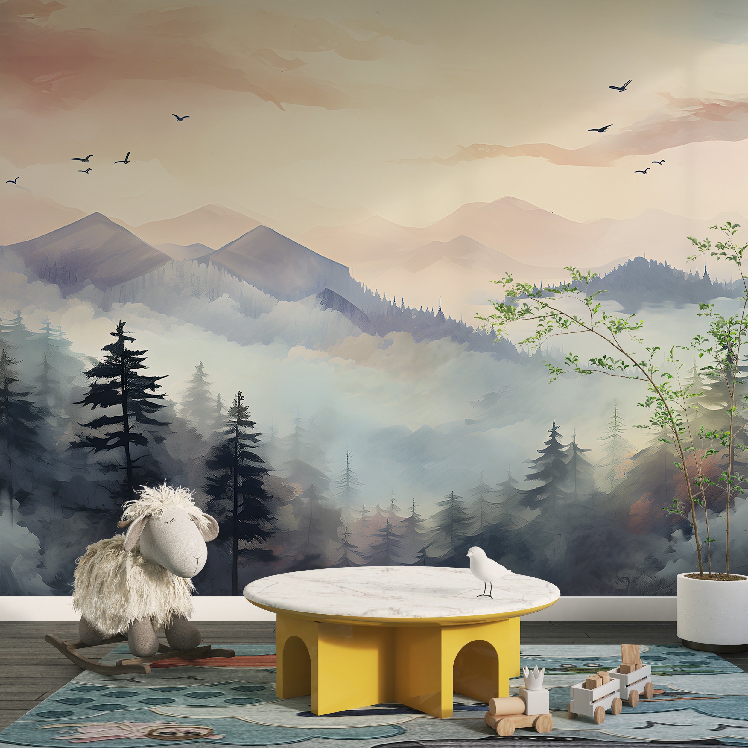 Captivating Forest and Mountains Design