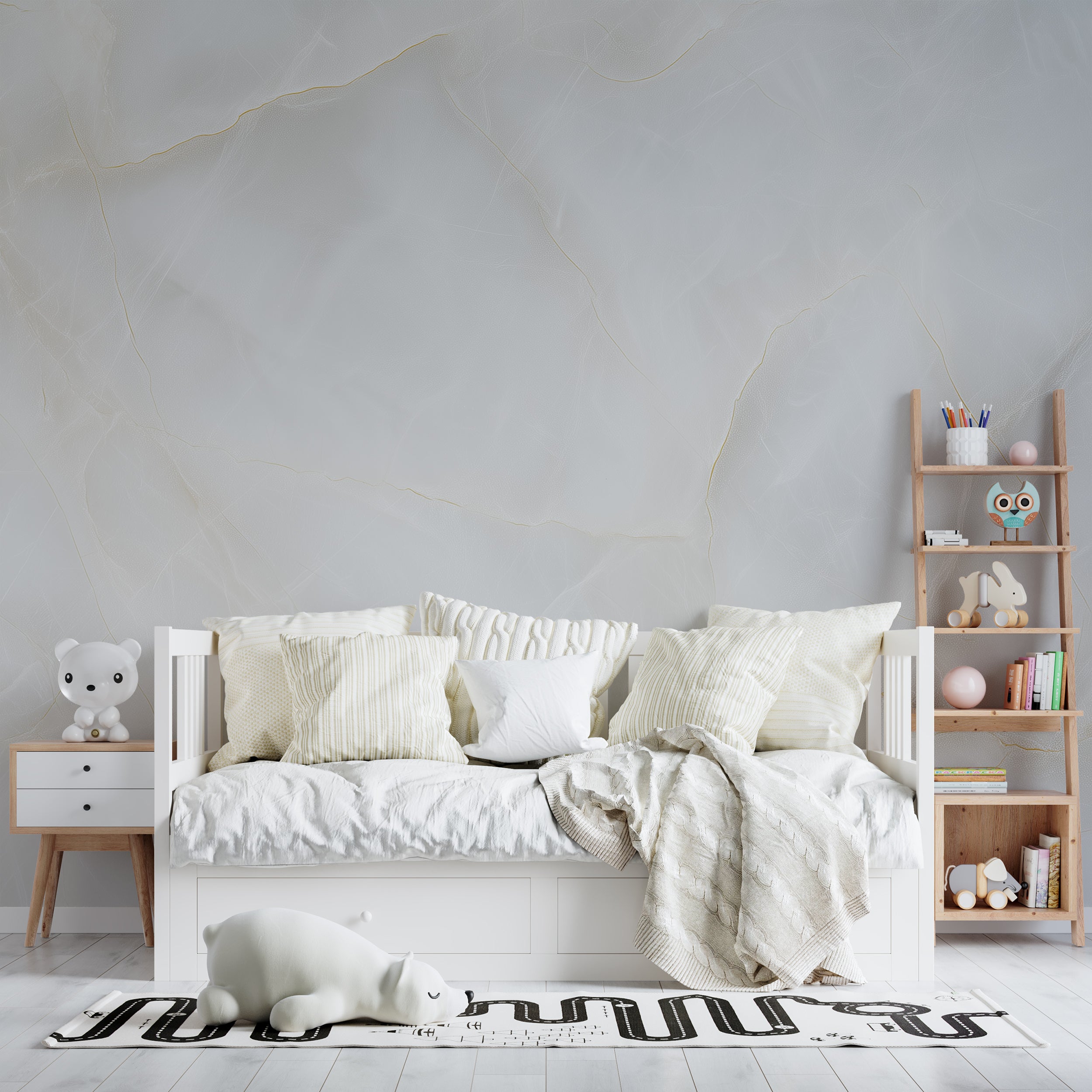 Light Cream Marble Mural in Bone Color Minimalist Stone Texture Peel and Stick Neutral Wallpaper
